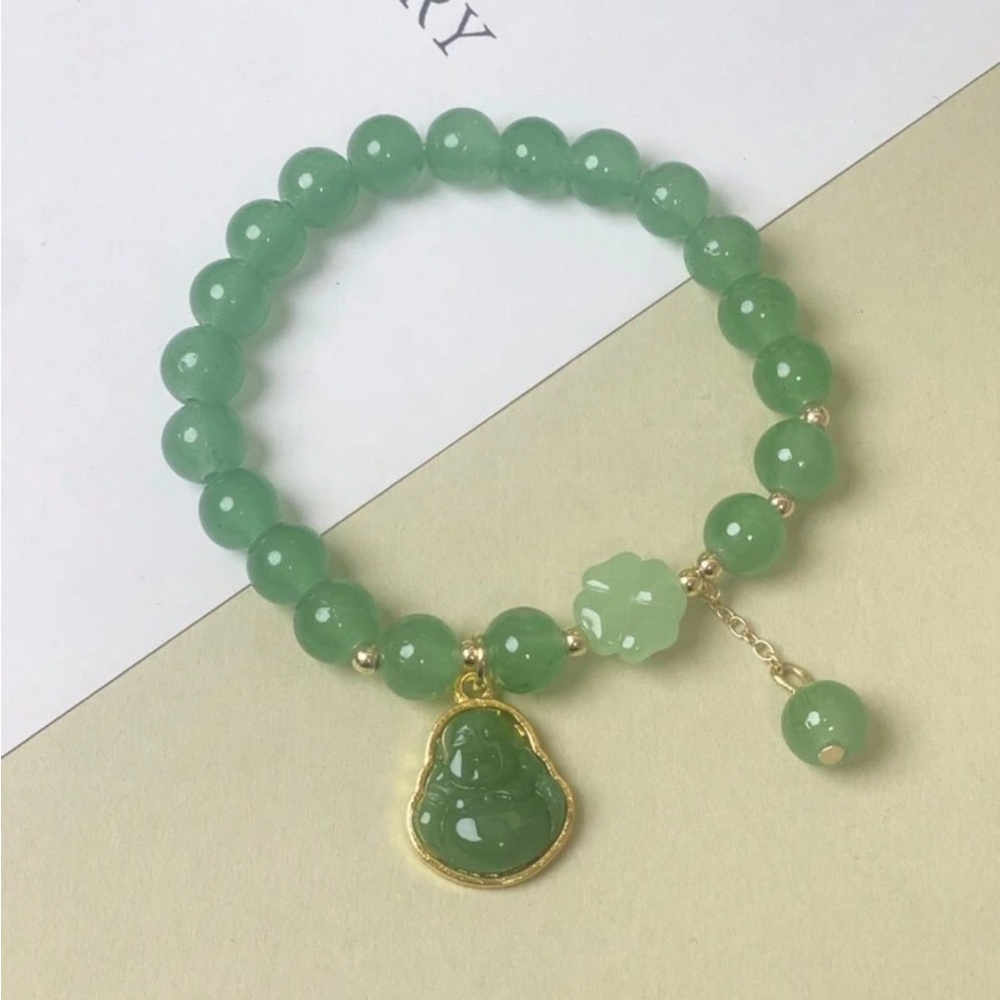 🌿 Free w/ any order! Faux Jade Buddha Bracelet